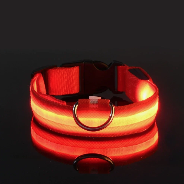 LED Adjustable Dog Collar Blinking Flashing Light Up Glow Pets Safety Waterproof