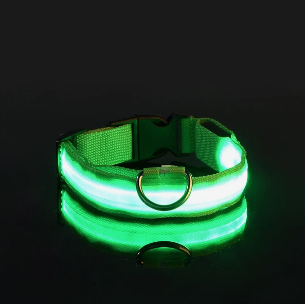 LED Adjustable Dog Collar Blinking Flashing Light Up Glow Pets Safety Waterproof